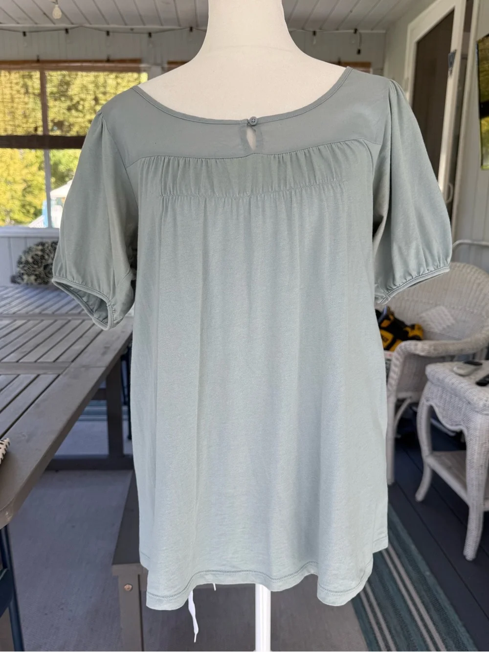 LOFT Sage Short-Sleeve Scoop Neck Blouse